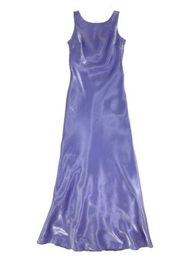 Vintage 90s De Laru High Neck Shimmer Purple Maxi Prom Dress Drape Satin